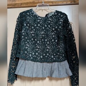 Maeve  Gabriella Green Lace Top Size S